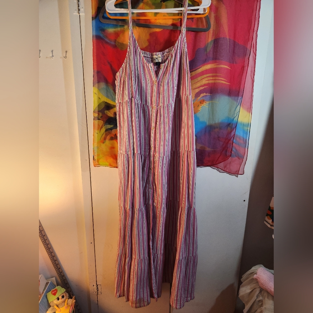 Universal Thread Pink and White Striped Dress Maxi